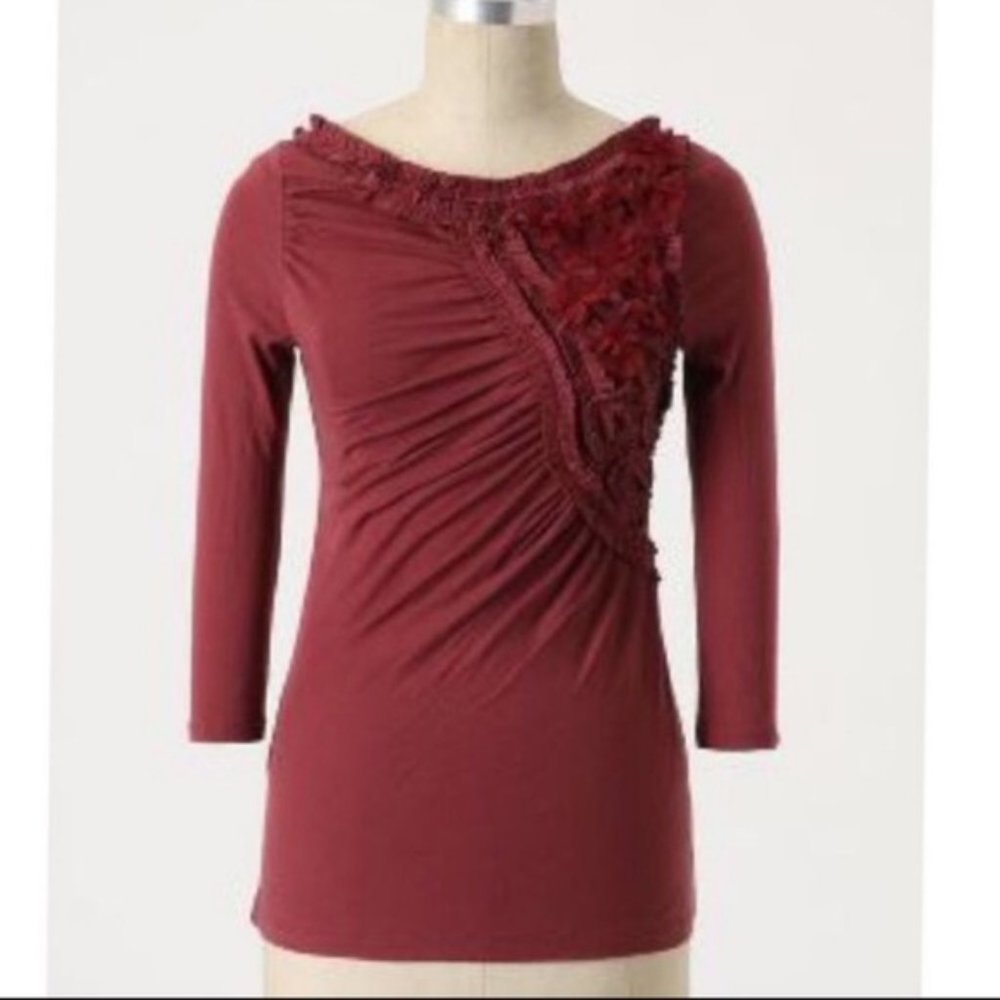 Deletta Frappe Floral burgundy Top